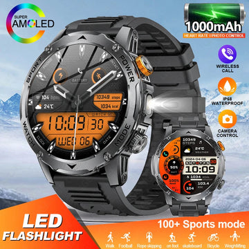 LIGE 1000mAh AMOLED HD Smartwatch, 360*360 Resolution, Health Monitor, and Over 100 Sports Trackers